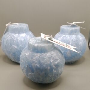 Elegant Sky Blue Candle Trio